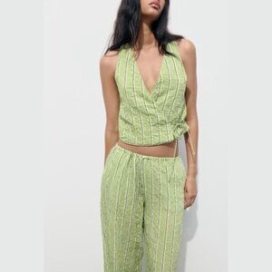 Zara wrinkle effect striped wrap top